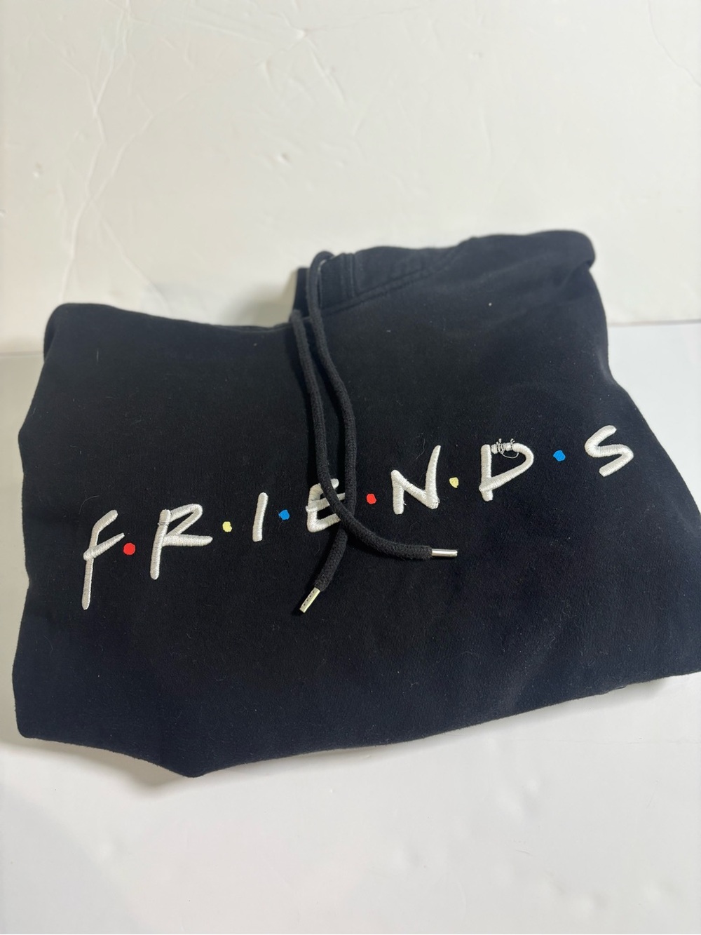 H&M Black FRIENDS Hoodie with Red Yellow and Blue Dots